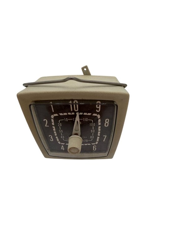 None Other - Vintage Square Windup Timer Beige Metal Housing Retro Photo Room Alarm